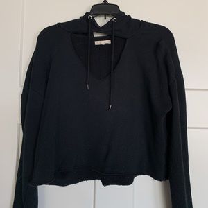 Chest cut out crop hoodie